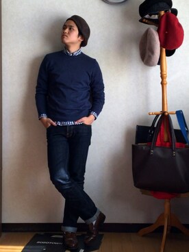 「Right-on MEN'S（ライトオンメンズ）のアイテム」を使った、chacksonさん（メンズ・169cm）の冬コーディネート