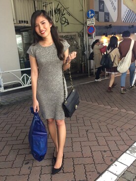 「アイテム（ドレス、グレー系）」を使った、せいらさん（レディース・152cm）の秋コーディネート