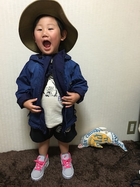 「アイテム（マウンテンパーカー、ブルー系）」を使った、muuuさん（レディース・152cm）の春コーディネート