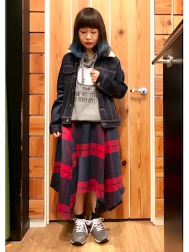 「スタッフコーデ」｜「アイテム（デニムジャケット）」を使った、やまとさん（レディース・153cm）の秋コーディネート