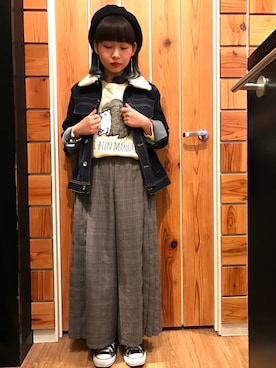 「スタッフコーデ」｜「アイテム（デニムジャケット）」を使った、やまとさん（レディース・153cm）の秋コーディネート