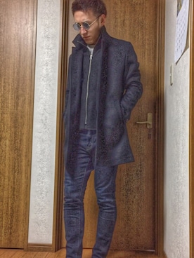 「アイテム（ステンカラーコート）」を使った、藤巻 稜平さん（メンズ・170cm・10代）の秋コーディネート