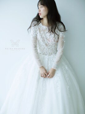 「REiNA WEDDINGのアイテム（ドレス、ホワイト系）」を使った、Yolanda阿宝小姐さん（レディース・165cm）の秋コーディネート