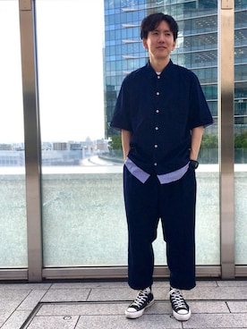 「JUNRED（ジュンレッド）のアイテム（トップス）」を使った、tmkさん（メンズ・168cm）の夏コーディネート