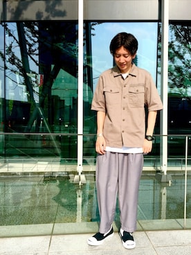 「JUNRED（ジュンレッド）のアイテム（パンツ）」を使った、tmkさん（メンズ・168cm）の夏コーディネート