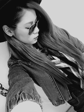 「GRL（グレイル）のアイテム（ジャケット/アウター、ブルー系）」を使った、SUさん（レディース・157cm）の春コーディネート