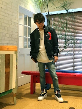 「FACETASM（ファセッタズム）のアイテム（ブルゾン）」を使った、shinji.hhhさん（メンズ・172cm）の秋コーディネート