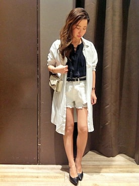 「アイテム（Tシャツ/カットソー、ブラック系）」を使った、yukiさん（レディース・158cm）の春コーディネート