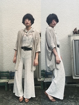 「ストライプパンツ」｜キョツさん（レディース・165cm・10代）の夏コーディネート