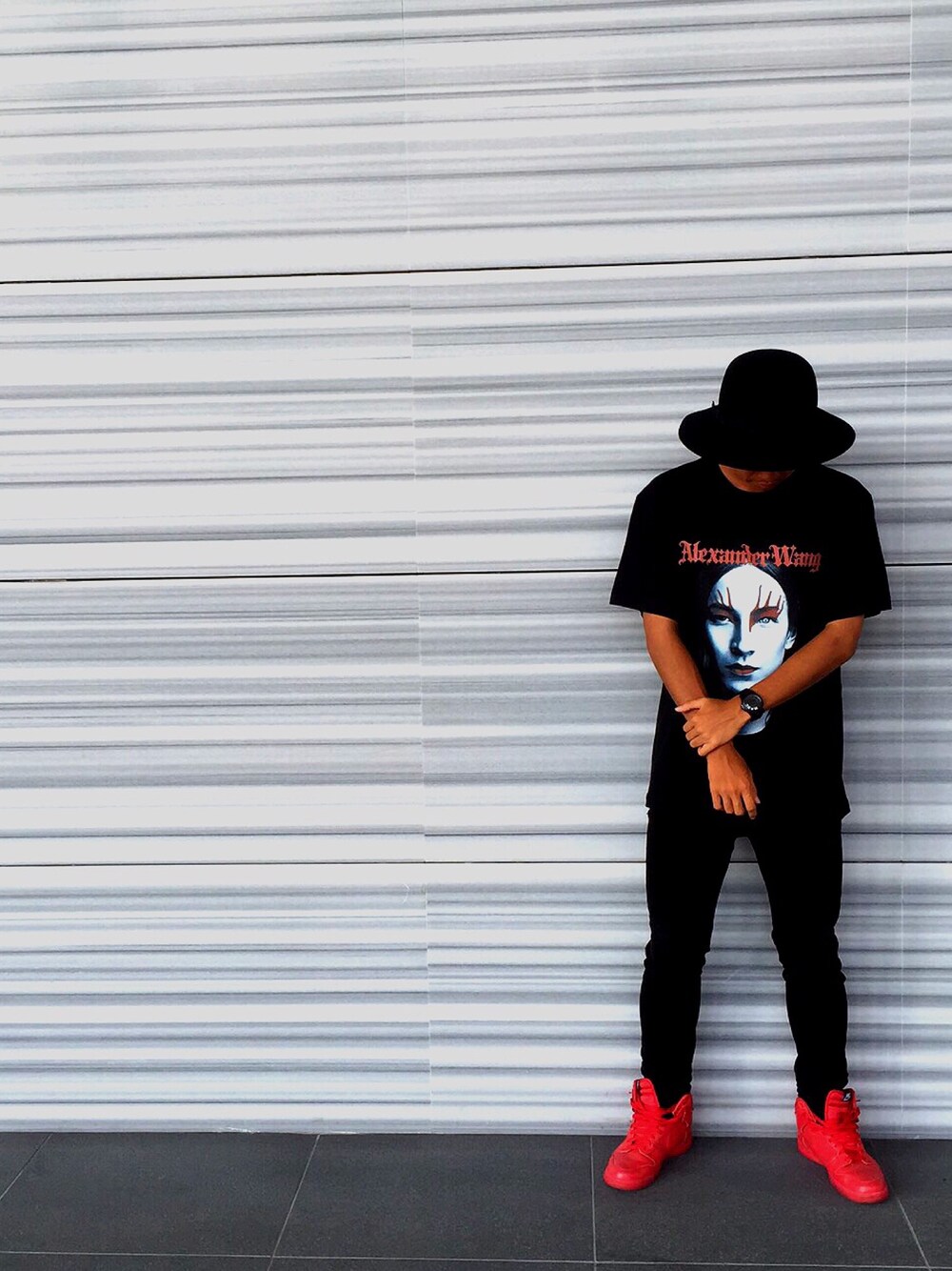 「#nubian、harajuku、street、Alexander Wang、NIKE」｜「CA4LAのアイテム（ハット、ブラック系）」を使った、†nAo†さん（メンズ・172cm）の夏コーディネートの1枚目の写真