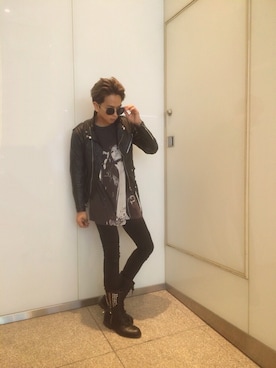 「TOPMAN（トップマン）のアイテム（ライダースジャケット）」を使った、kateさん（メンズ・172cm）の秋コーディネート