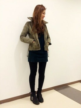 「春物」｜「アイテム（ブルゾン）」を使った、浅野ゆきさん（レディース・158cm）の冬コーディネート