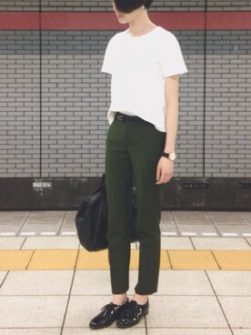 「SKAGEN（スカーゲン）のSkagen 'Ancher' Chronograph Leather Strap Watch, 40mm（アナログ腕時計）」を使った、Ayaさん（レディース・172cm）の夏コーディネート