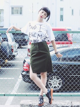 「FAD THREE（ファドスリー）のアイテム（スカート）」を使った、IZUMI さん（レディース・161cm）の夏コーディネート