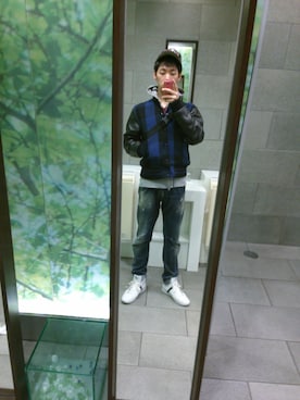 「BEAMS（ビームス）のアイテム（スタジャン）」を使った、仁宏さん（メンズ・178cm）の冬コーディネート