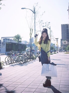 「work」｜「アイテム（つなぎ/オールインワン）」を使った、Shin-Yu Hsuさん（レディース・164cm）の秋コーディネート