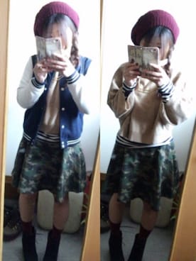 「archives（アルシーヴ）のアイテム（スタジャン）」を使った、ach.さん（レディース・155cm）の冬コーディネート