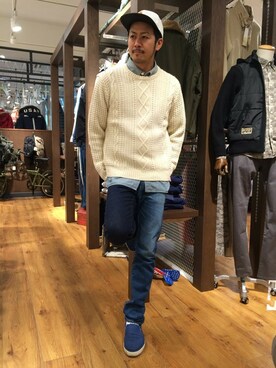 「TYPE BLUE（タイプブルー）のアイテム（デニムパンツ）」を使った、Junichiさん（メンズ・179cm）の秋コーディネート