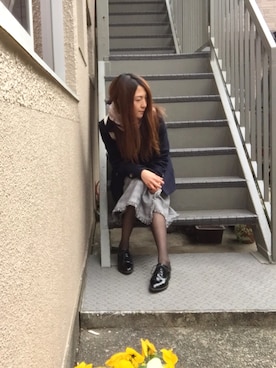 「NANO universe（ナノユニバース）のアイテム（ピーコート）」を使った、かぷりっちょさん（レディース・156cm）の春コーディネート