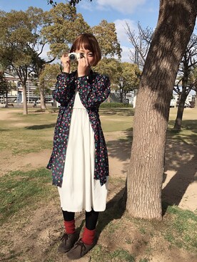 「アイテム（シャツワンピース）」を使った、がま子さん（レディース・154cm・20代）の春コーディネート