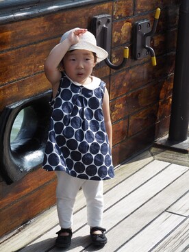 「Familiar （ファミリア）のアイテム（帽子）」を使った、TANAKAさん（キッズ・90cm）の夏コーディネート