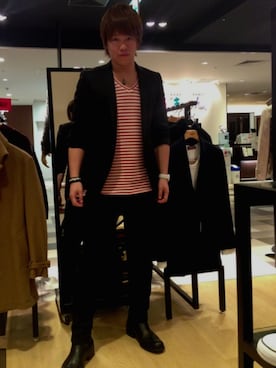 「アイテム（テーラードジャケット）」を使った、makotoさん（メンズ・183cm・20代）の夏コーディネート