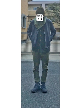 「ニットキャップ」｜「アイテム（ライダースジャケット）」を使った、HFさん（メンズ・177cm）の春コーディネート