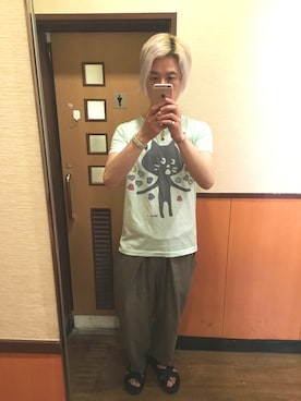 「CABANE de ZUCCa（カバンドズッカ）のアイテム（サンダル）」を使った、しんさん（メンズ・173cm）の夏コーディネート