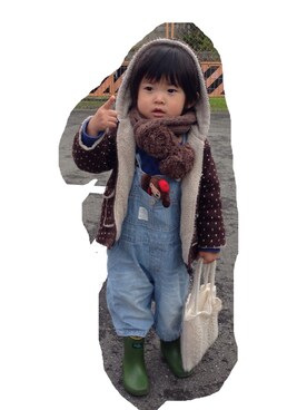 「サロペット（その他パンツ、ブルー系）」を使った、ｋａｐｉ☆ｉｏさん（キッズ）の冬コーディネート