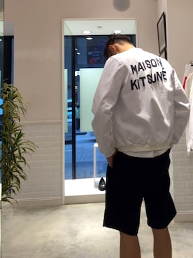 「Maison Kitsune（メゾンキツネ）のアイテム（ブルゾン）」を使った、___張惟皓さん（メンズ・182cm）の冬コーディネート