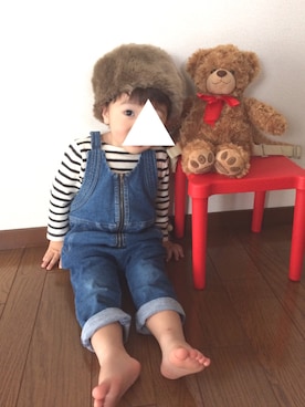「ロシア帽」｜「アイテム（オールインワン・サロペット）」を使った、sakuyuiさん（キッズ・80cm）の秋コーディネート