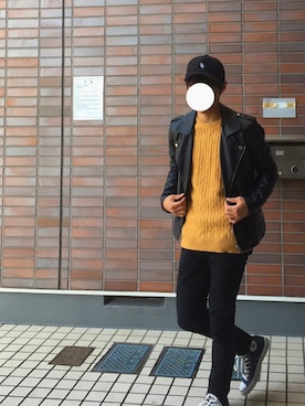 「coen」｜「アイテム（ライダースジャケット）」を使った、ryuさん（メンズ・170cm）の秋コーディネート