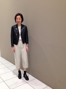 「NOMBRE IMPAIR（ノンブルアンペール）のアイテム（ライダースジャケット）」を使った、ritz.さん（レディース・163cm）の春コーディネート