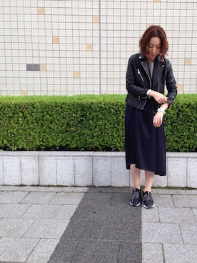「NOMBRE IMPAIR（ノンブルアンペール）のアイテム（ライダースジャケット）」を使った、ritz.さん（レディース・163cm）の秋コーディネート