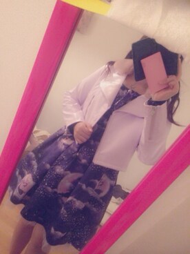 「アイテム（アクセサリー、パープル系）」を使った、あいねさん（レディース・158cm）の秋コーディネート