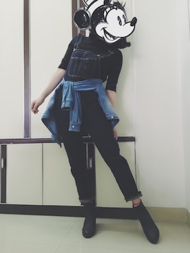 「MOUSSY（マウジー）のアイテム（サロペット/オーバーオール）」を使った、Mosqueen☑️さん（レディース・163cm）の春コーディネート