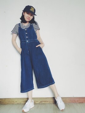 「MOUSSY（マウジー）のアイテム（サロペット/オーバーオール）」を使った、Mosqueen☑️さん（レディース・163cm）の夏コーディネート