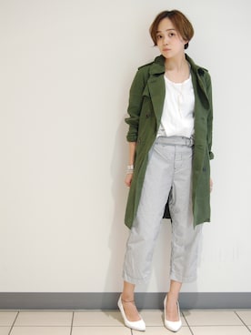 「Johnbull Private labo（ジョンブルプライベートラボ）のアイテム（トレンチコート）」を使った、Noripiさん（レディース・157cm）の春コーディネート