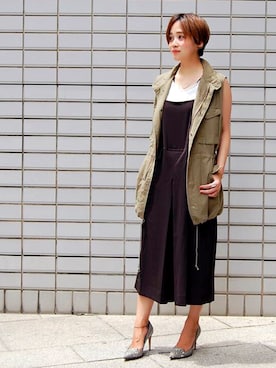 「アイテム（オールインワン・サロペット）」を使った、Noripiさん（レディース・157cm）の夏コーディネート