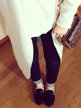 「DHOLIC（ディーホリック）のアイテム（モカシン/デッキシューズ）」を使った、みくさん（レディース・162cm）の春コーディネート