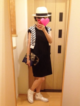 「genuine panama hat（ジェニュインパナマハット）のアイテム」を使った、haruさん（レディース・157cm）の夏コーディネート