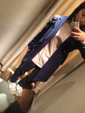 「黒リュック」｜「アイテム（チェスターコート）」を使った、ゆみさん（レディース・156cm）の冬コーディネート