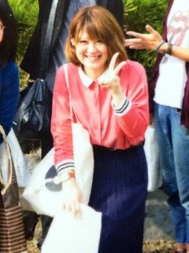 「JEANASIS（ジーナシス）のアイテム（シャツ/ブラウス、ピンク系）」を使った、maiさん（レディース・163cm）の秋コーディネート