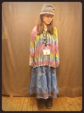 「アジャラのアイテム（Tシャツ/カットソー、その他）」を使った、maiさん（レディース・163cm）の秋コーディネート