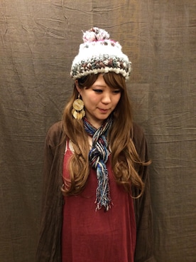 「アジャラのアイテム（ワンピース、レッド系）」を使った、maiさん（レディース・163cm）の秋コーディネート