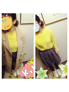 「ホワイトスニーカー」｜「アイテム（トレンチコート）」を使った、ぴよこさん（レディース・154cm）の春コーディネート