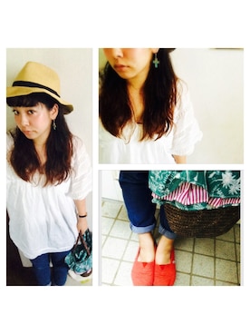 「AS KNOW AS plus（アズノゥアズプラス）のアイテム（チュニック）」を使った、ぴよこさん（レディース・154cm）の夏コーディネート