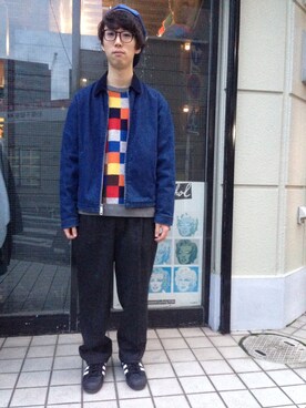 「orslow」｜「アイテム（ブルゾン）」を使った、きいち。さん（メンズ・170cm）の冬コーディネート