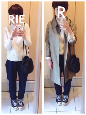 「春コート」｜rieさん（レディース・160cm）の春コーディネート