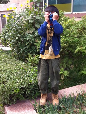 「ZARA KIDSのアイテム（スタジャン）」を使った、🌲song🌲さん（キッズ・122cm）の秋コーディネート